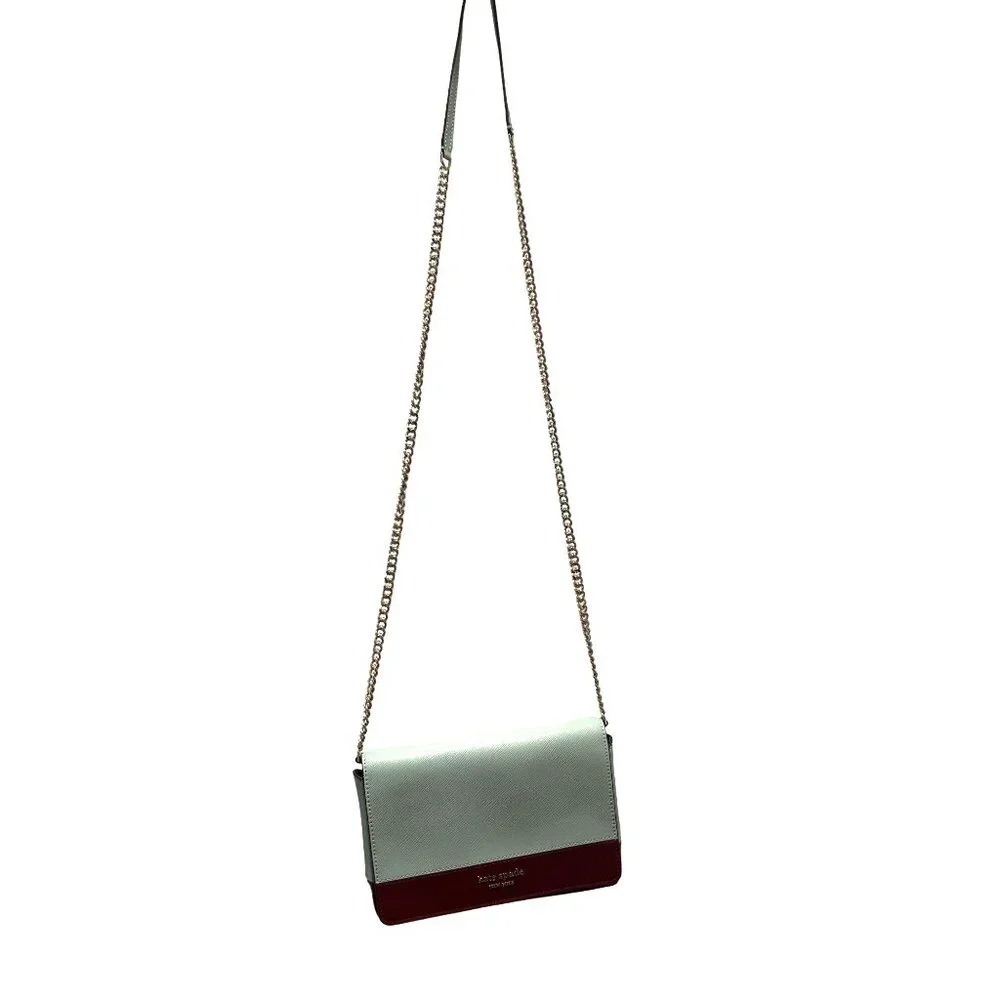 Kate Spade Crossbody Wallet On A Chain Leather Light Blue & Brown 5.25x7.5